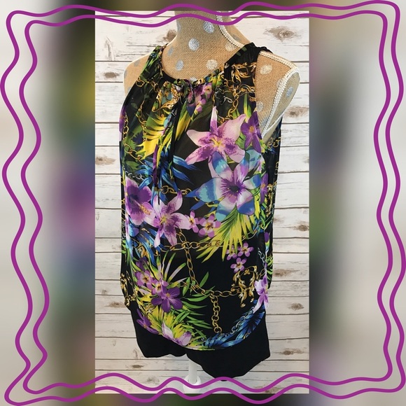 Jennifer Lopez Tops - Jennifer Lopez Floral Sleeveless Top